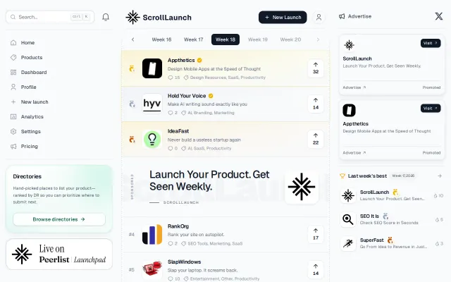 Launch Your Product. Get Seen Weekly