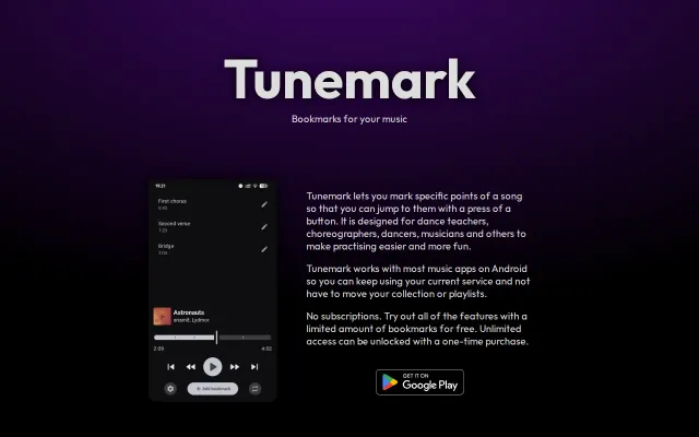 Tunemark – Bookmark moments in songs on Android