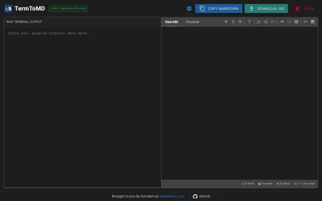 TermToMD past in choppy terminal output get clean Markdown