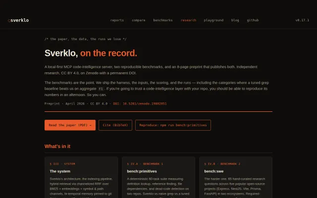 Sverklo – local-first MCP code intelligence (and the runs we lose)