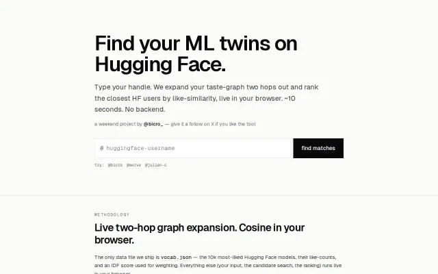 Find people researching areas similar to you (HuggingFace)