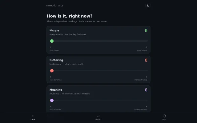 MyMood.tools, a 3 axis mood tracker
