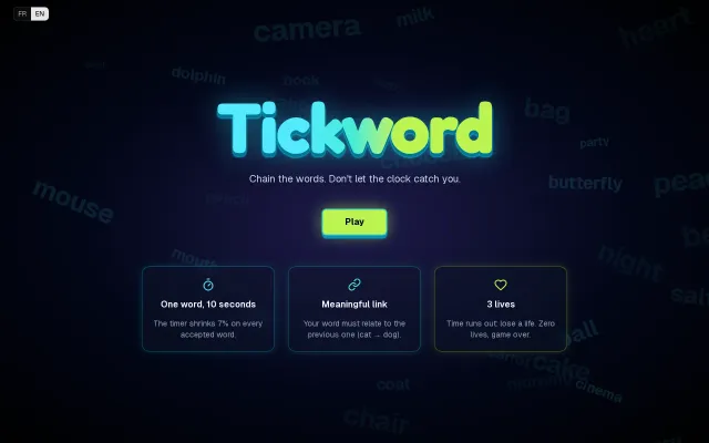 Show HN : Tickword – Chain the words. Dont let the clock catch you