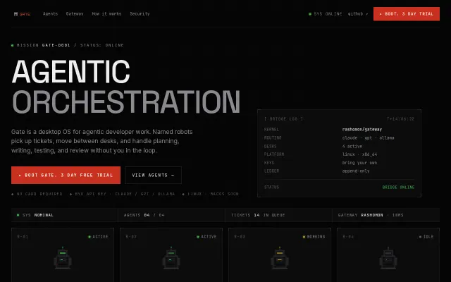 Gate – AI workers handle dev tickets in a visual workspace