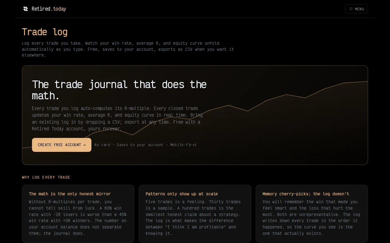 A free crypto trade journal with cycle support and CSV import