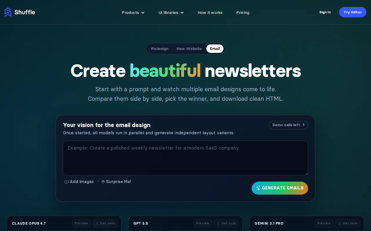 AI Email Design – Create beautiful newsletters in multiple models