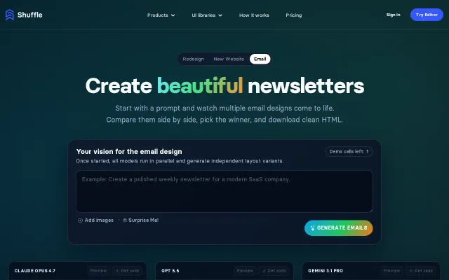 AI Email Design – Create beautiful newsletters in multiple models