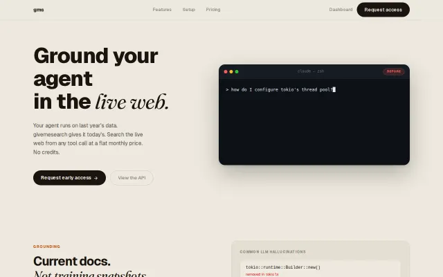 Givemesearch: live web search grounding for coding agents (free alpha)