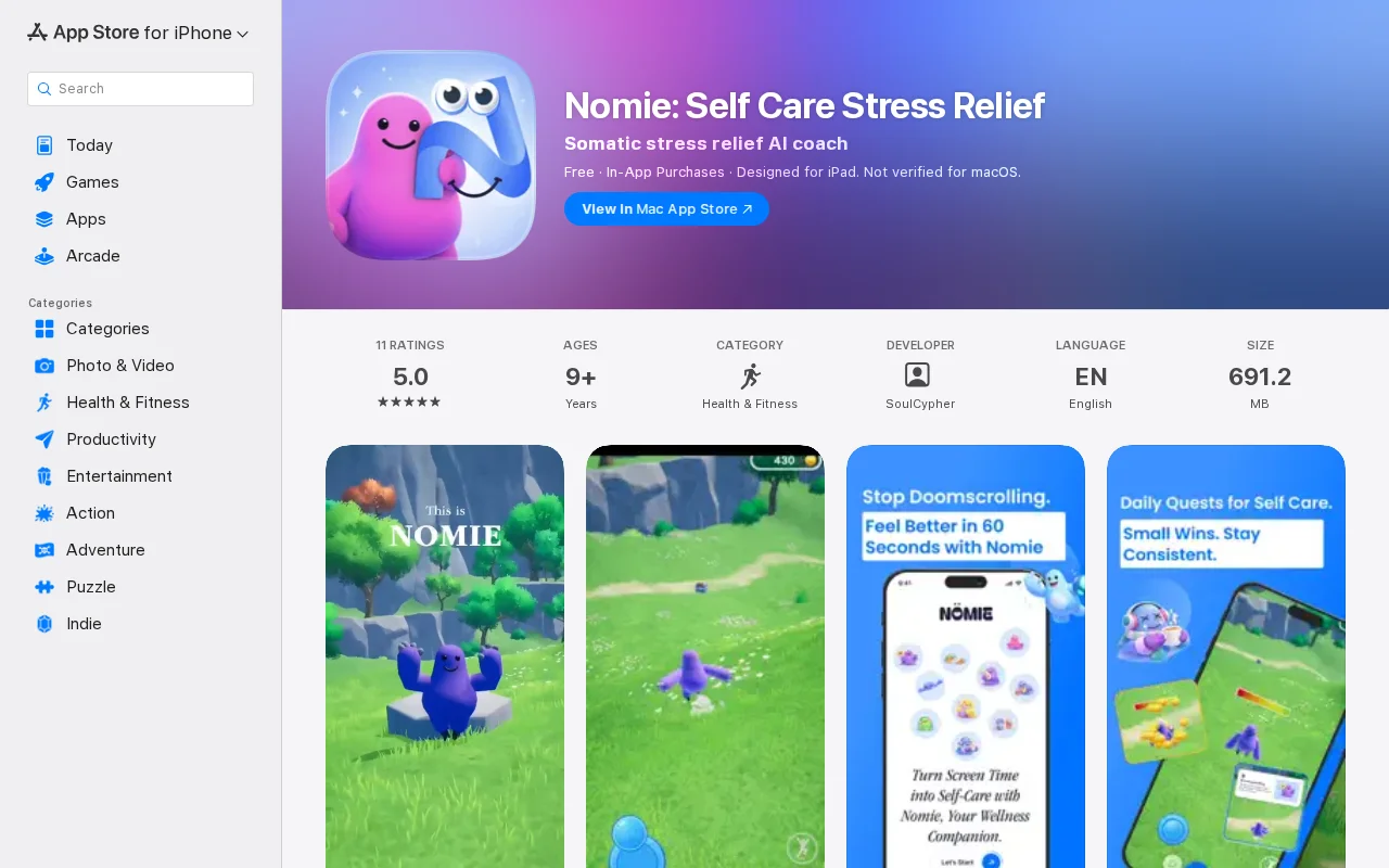 Nomie is an open-world self care game to replace doomscrolling