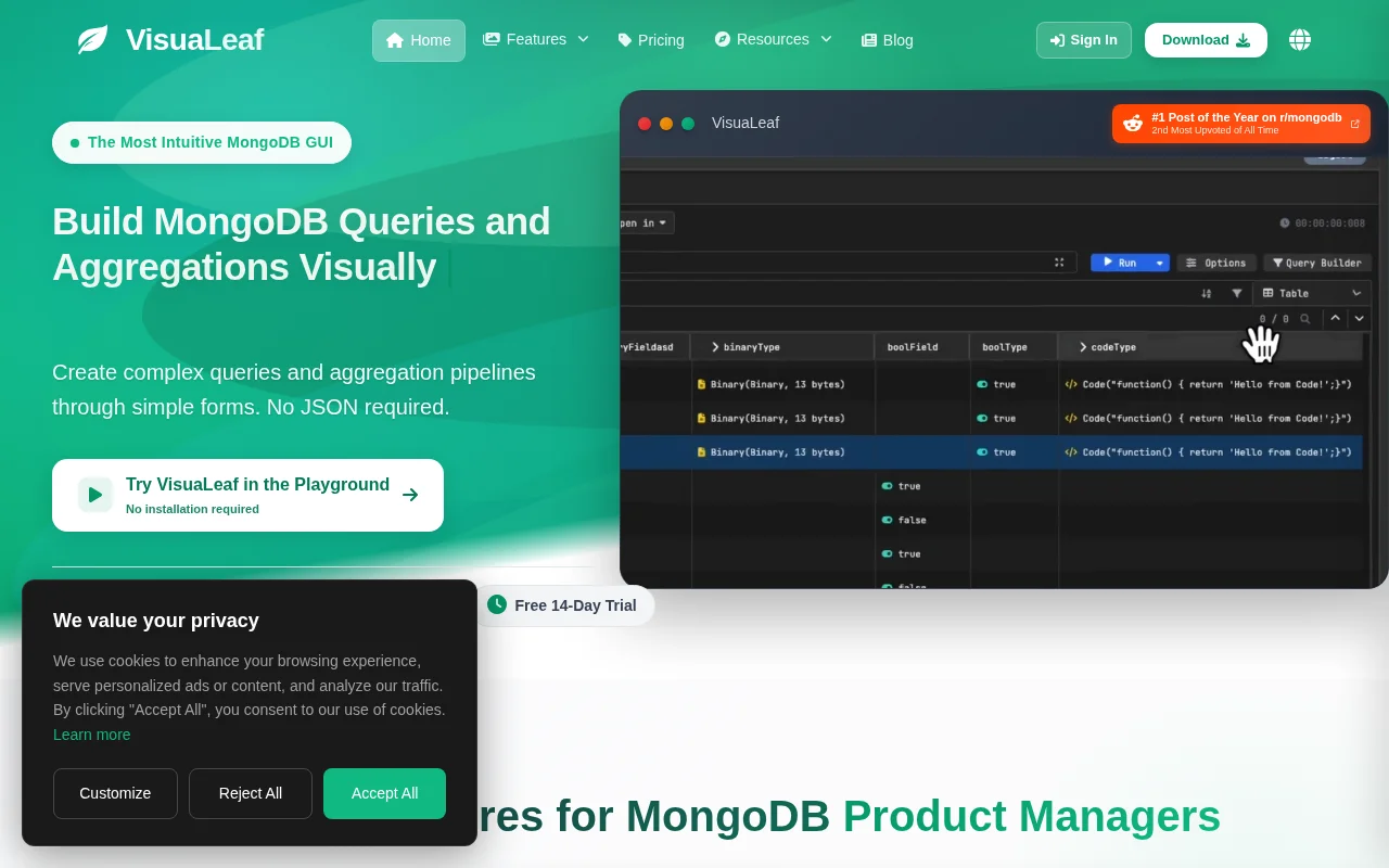 VisuaLeaf – A Modern MongoDB Workspace