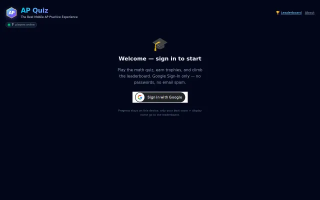 AP Quiz – mobile-first AP practice prep web app