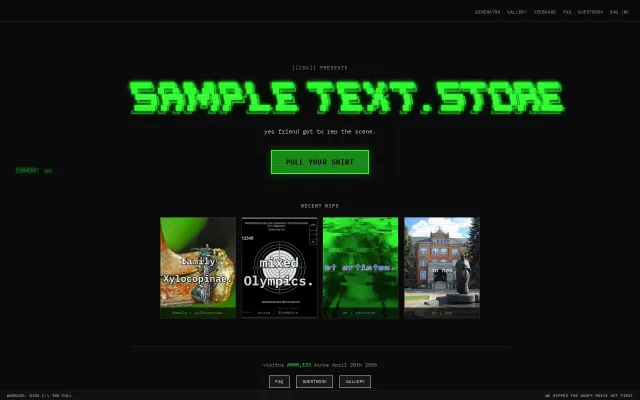 Sampletext.store/ We built a dumb web shop and we cannot look away