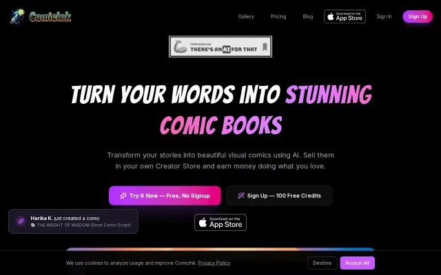 ComicInk – AI tool that turns a prompt into a full comic book