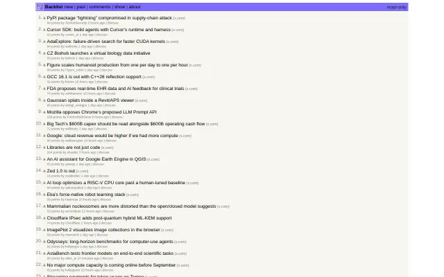 Backlist – an AI-generated front page for my Twitter timeline
