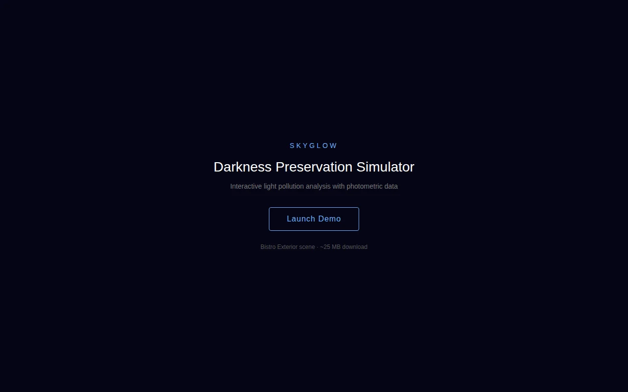 Browser-based light pollution simulator using real photometric data