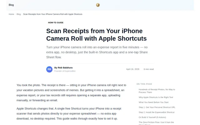 Free Apple Shortcut that scans receipts to a Google Sheet