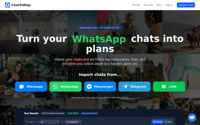 ChatToMap – Scans your chats to find all your activity and trip ideas