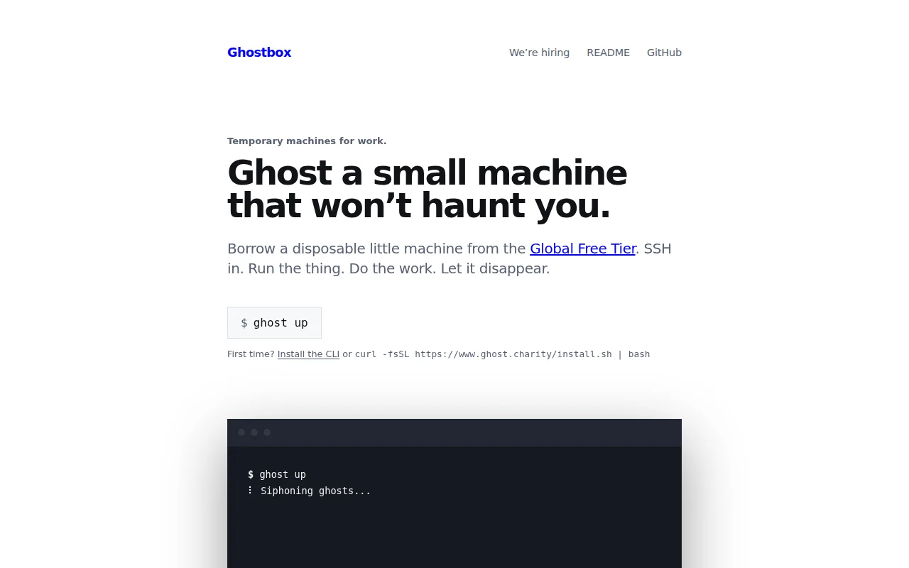 GhostBox – disposable little machines from the Global Free Tier.