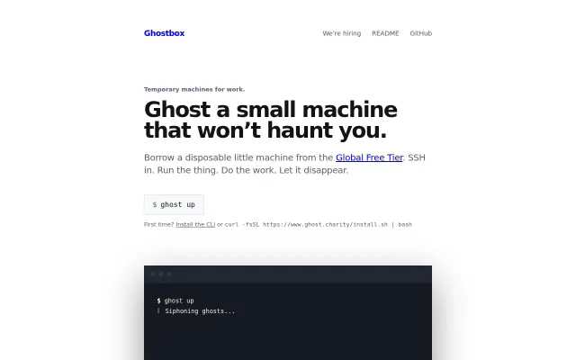 GhostBox – disposable little machines from the Global Free Tier.