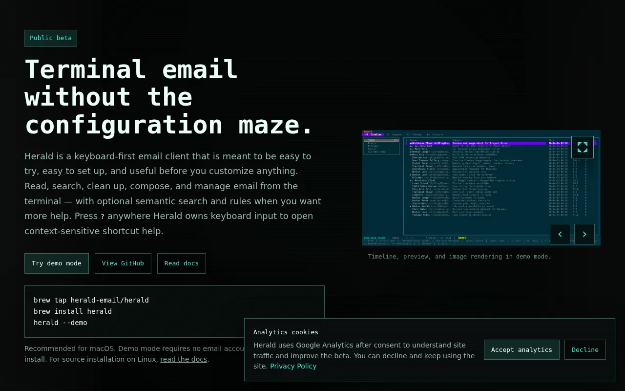 Herald – Local-first terminal email client