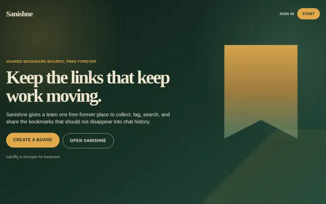 Sanishne – shared bookmarks for teams (so links don't vanish in Slack)