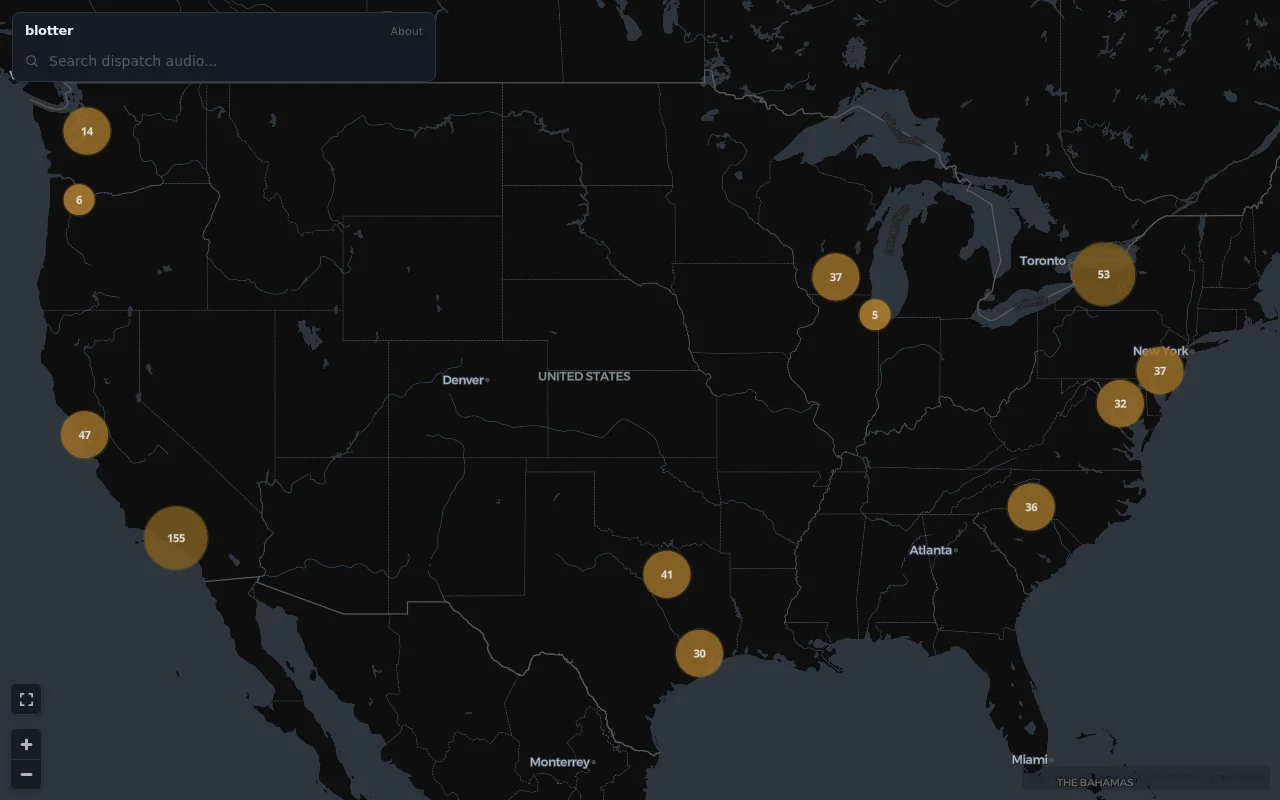 Blotter, a live map of police radio activity