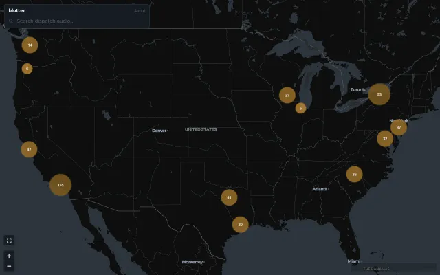 Blotter, a live map of police radio activity