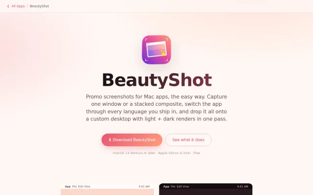 BeautyShot – easy macOS promo screenshots