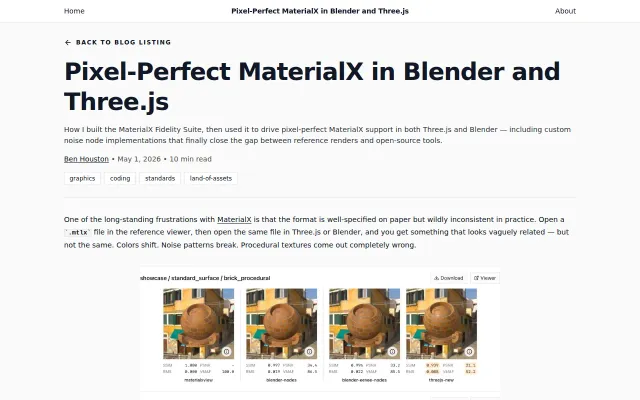 Pixel-Perfect MaterialX in Blender and Three.js