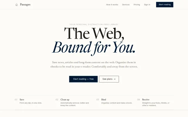 Passages – Read long-form articles on you E-Ink