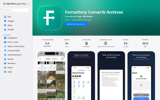 Formattery – on-device file converter for iPhone, iPad, and Mac
