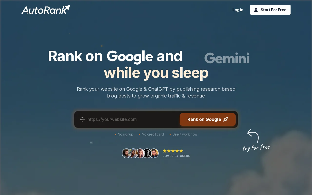 Autorank – Rank on Google and AI search while you sleep