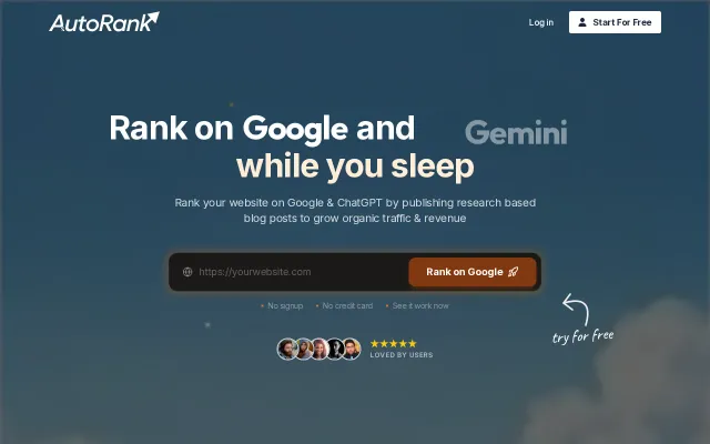 Autorank – Rank on Google and AI search while you sleep
