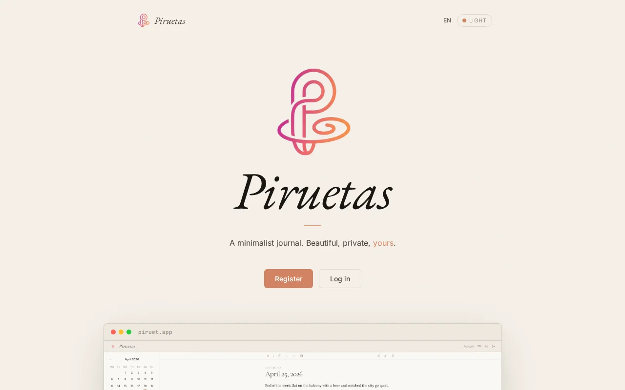Piruetas – A self-hosted diary app I built for my girlfriend