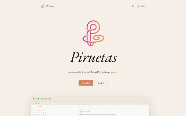 Piruetas – A self-hosted diary app I built for my girlfriend