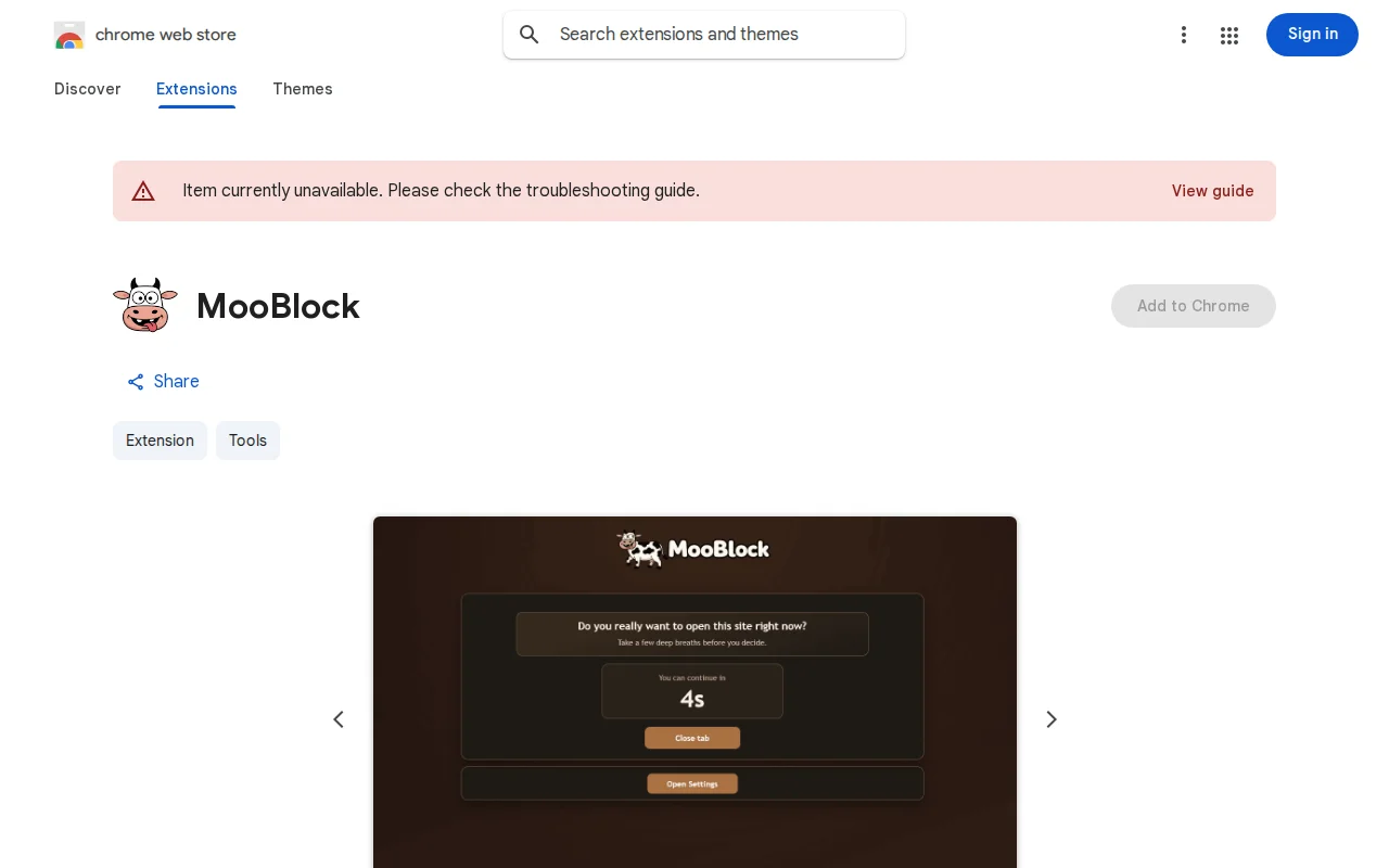 MooBlock – blocks distracting sites with adaptive friction (and cows)