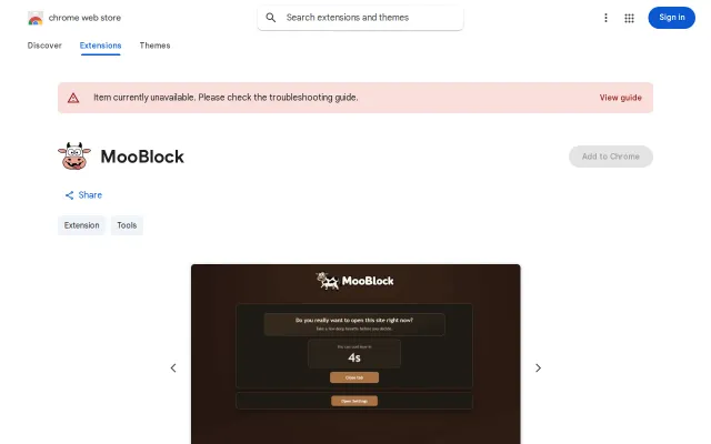 MooBlock – blocks distracting sites with adaptive friction (and cows)