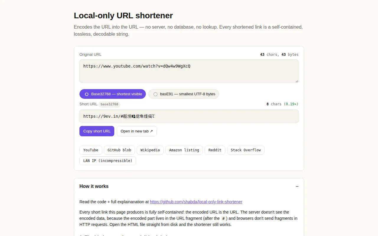 A Local-only URL shortener