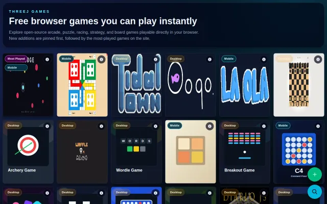 Threej games – open-source gaming portal