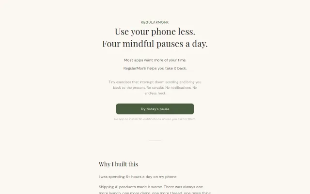 RegularMonk – a web app that helps me use my phone less
