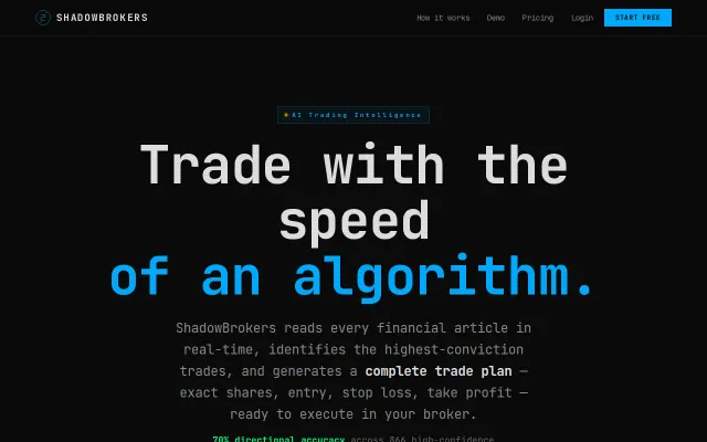 ShadowBrokers – AI trade signals for retail traders