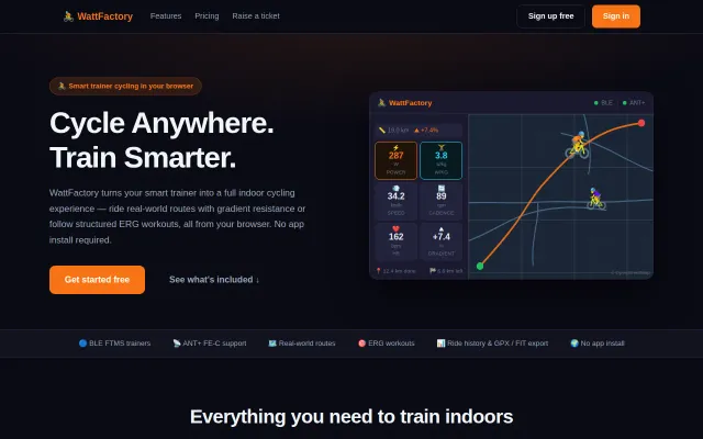 WattFactory – Browser Based Indoor Cycling