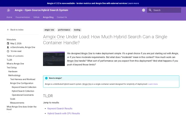 One container. 4 cores. Hybrid search. 10k concurrent users?