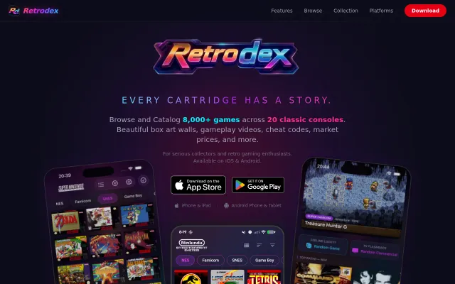 Retrodex – Retro game collection tracker and game encyclopedia