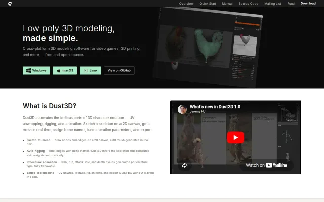 Dust3D 1.0 – low-poly 3D modeling tool (10 years in the making)