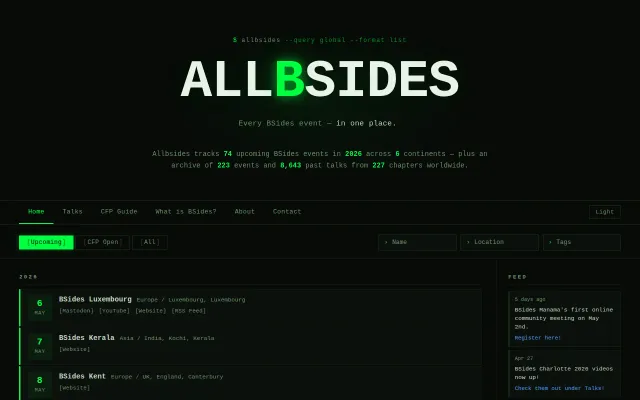 I indexed 8,643 BSides talks across 227 chapters and 6 continents