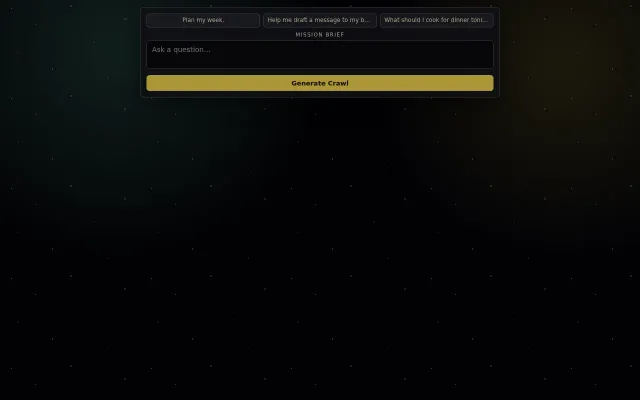 AI that responds in Star Wars crawl style