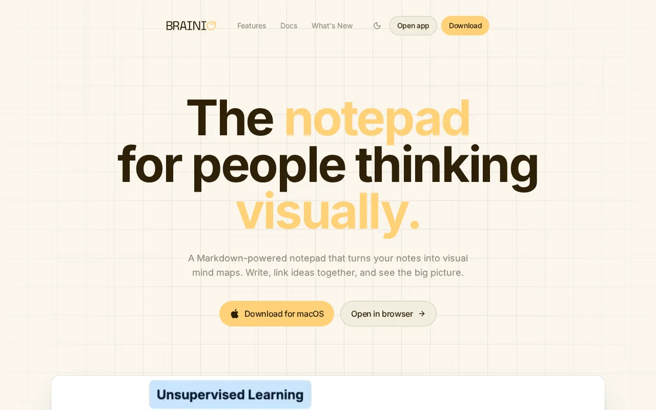 Brainio – Markdown notepad that turns notes into visual mind maps