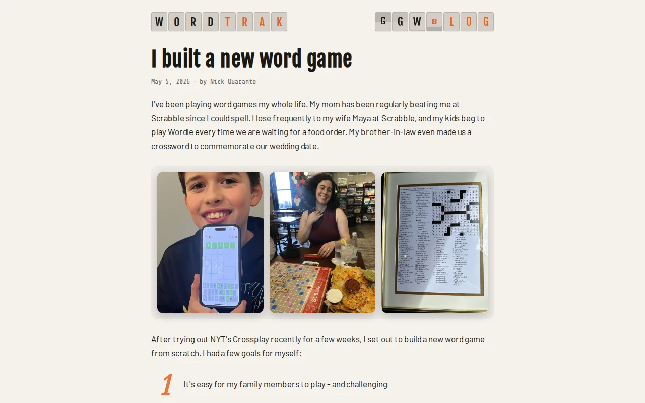 I built a new word game, Wordtrak
