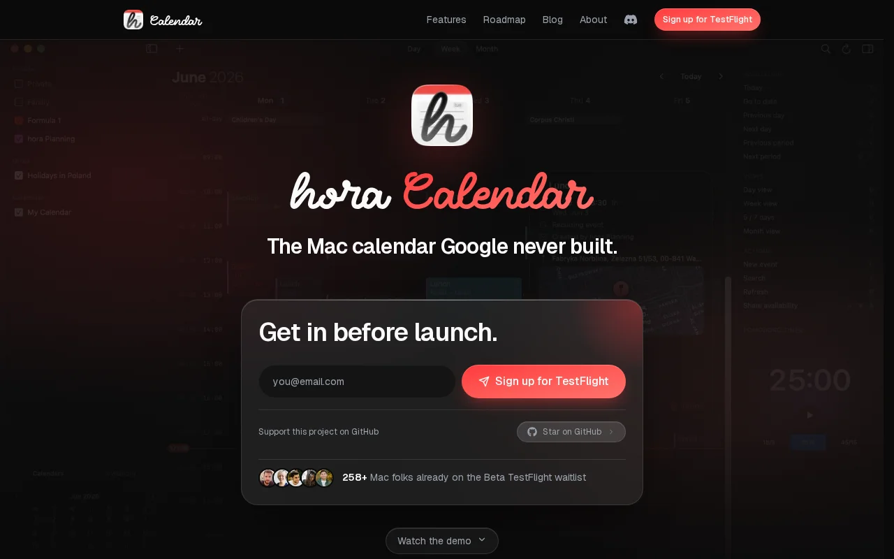 Hora, a native Google Calendar app for macOS